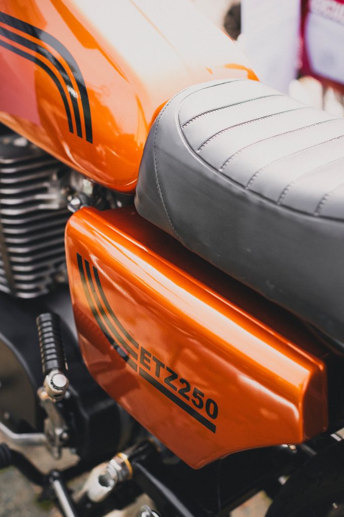a close up of the seat of a motorcycle